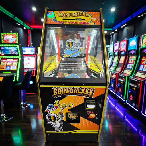 Coin Quarter Pusher Machine W/ Bill Coin Changer & Bonus Hole Orange Heavy Duty