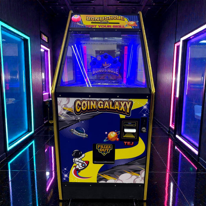 Coin Quarter Pusher Machine W/ Bill Coin Changer & Bonus Hole Blue Heavy Duty
