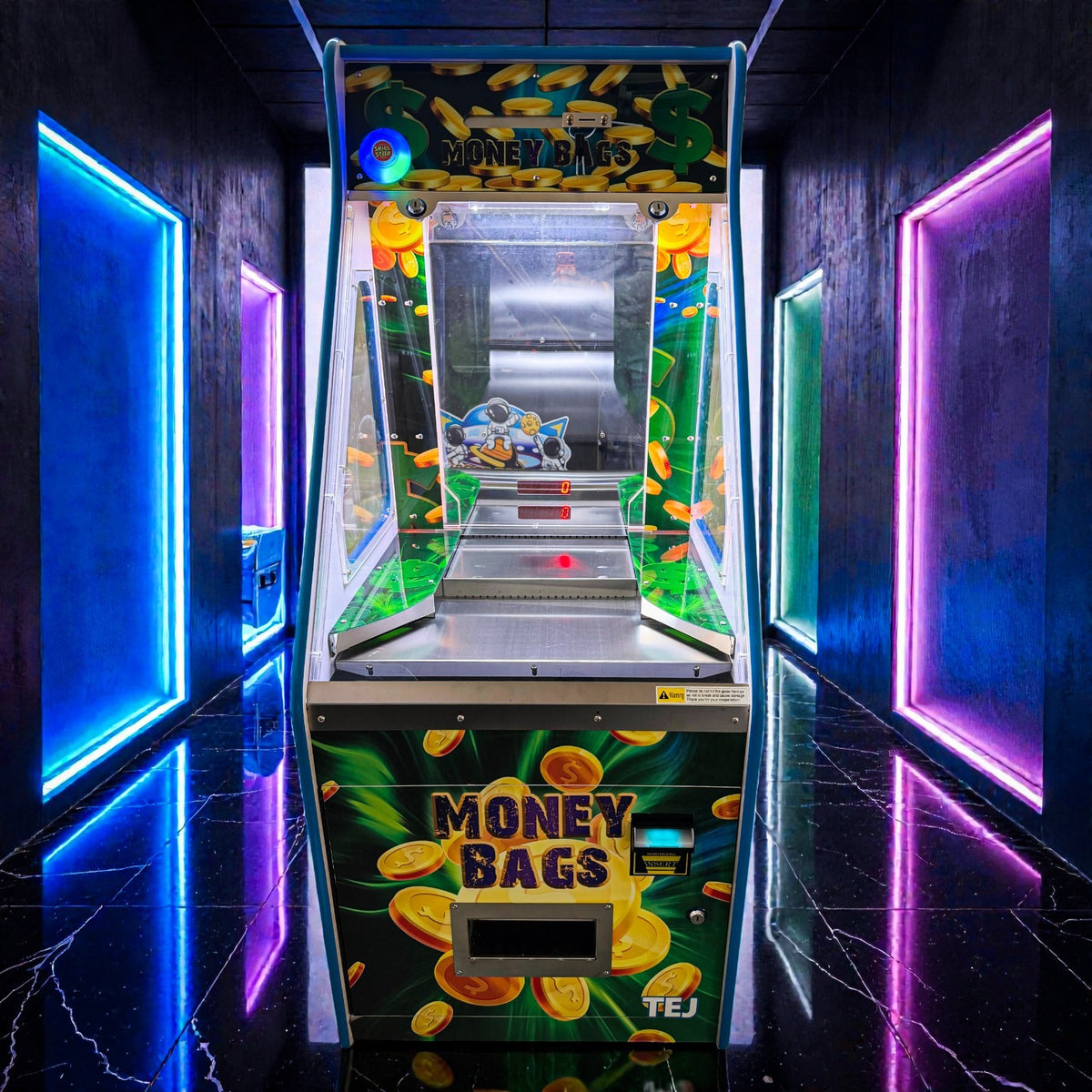 Money Bags Coin Pusher Machine | Integrated Bill Changer — Sparkamusements