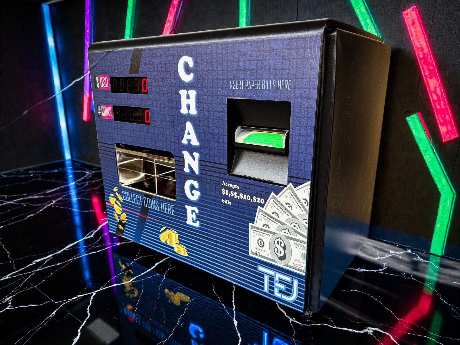 Dollar bill coin changer machine / Exchange dollar bills for quarters model TEJ